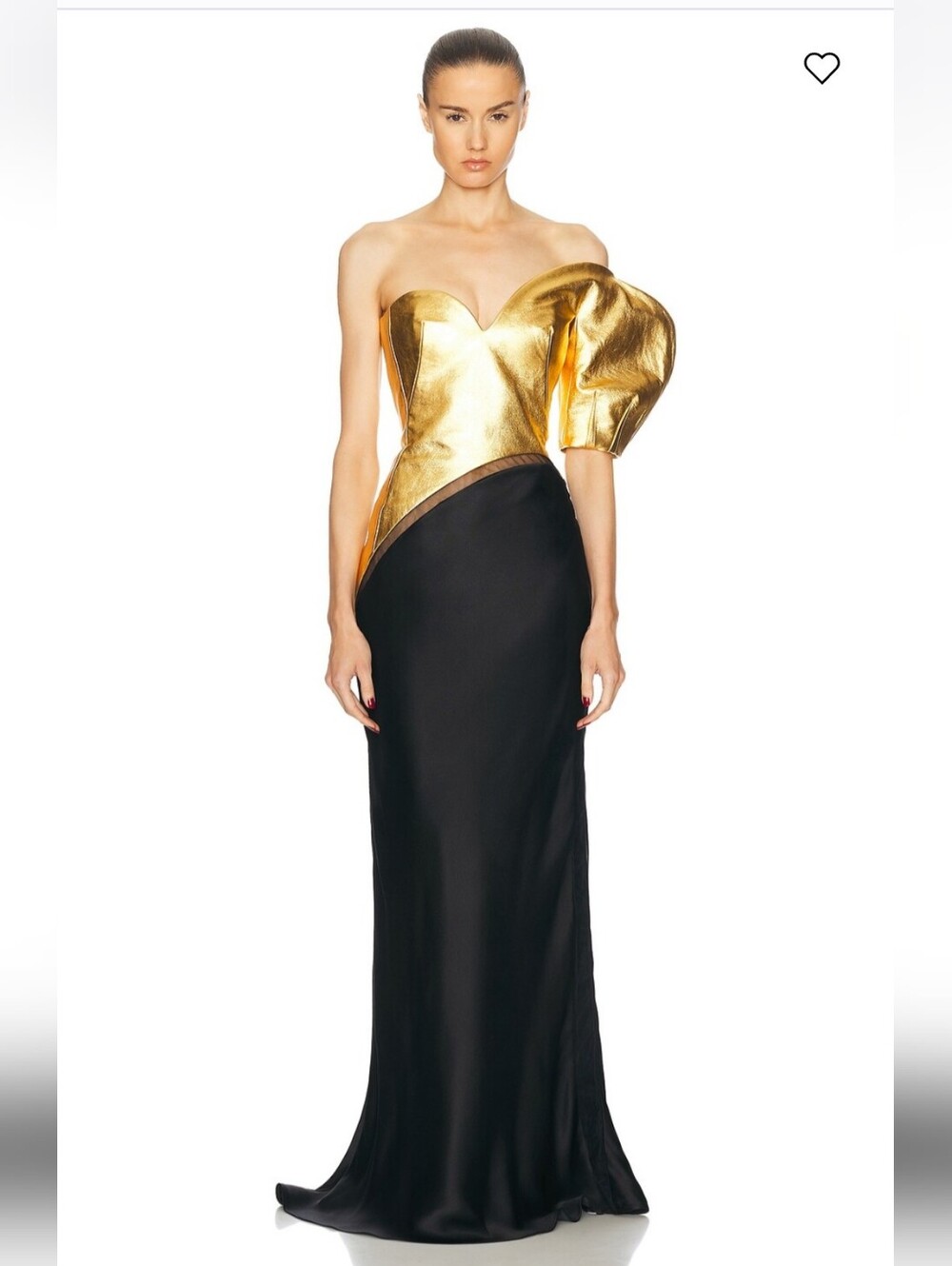 GABRIELA HEARST Giulia One Shoulder Leather Dress Gold And Black Size 10